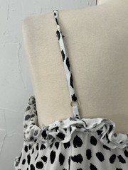 JODIFL Sundress White/Blk Dots Maxi Tiered Straps Casual Large