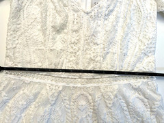 Saylor Lace Mini Dress BOHO Short Sleeve Scalloped Hem White Medium NWOT