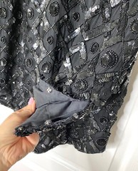 Creative Creations Black Sequin Beaded Embellished Silk Shirt-Dress Jacket LARGE