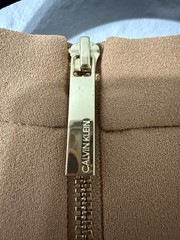Calvin Klein Brown Solid Shift Knee-Length High Neck Bow Back Zip Dress 12