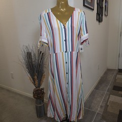 A.n.a Striped Multicolor Button Down Dress NWT Sz Xl