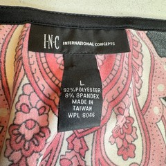 INC Black & Pink Paisley Shift Mini Dress / Tunic – Size Large