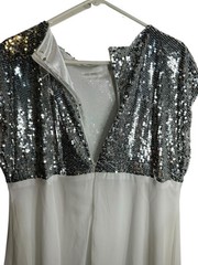 womens short sleeve white silver sequence dress plus size 3XL XXXL