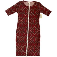 LuLaRoe Julia Knit Knee-Length Half Sleeve Casual Stretch Everyday Dress Red S