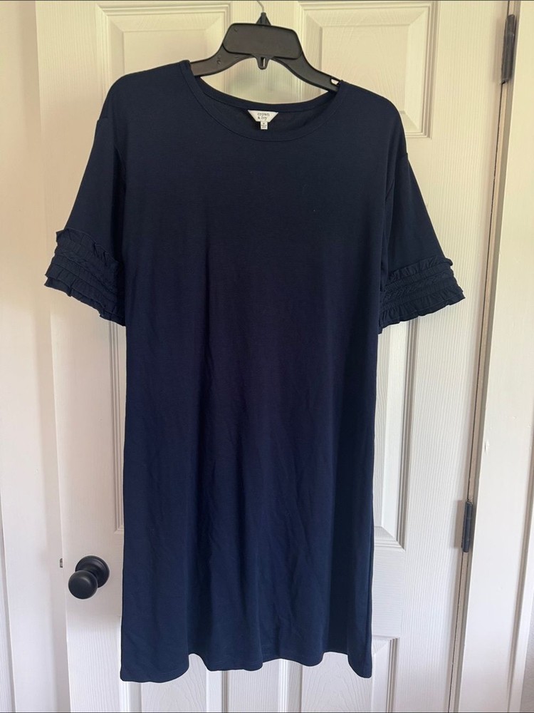Crown and Ivy Navy Ruffle Sleeve Mini Dress