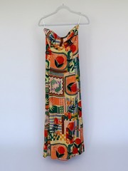 Anthropologie Paper Heart Fruit Patchwork Strapless Tir Back Maxi Dress NWT