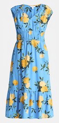 Time and Tru Choose Blue or Brown Floral V-neck Midi w/Flutter Sleeves or Black