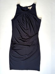 Michael Kors Draped Matte Jersey Sheath Dress Black Size M EUC Cocktail Wedding