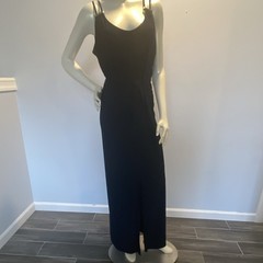 Emma & Michelle Women&rsquo;s dark blue Sleeveless maxi dress front slit. size L