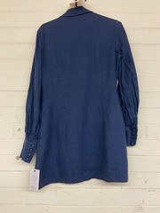 LEO LIN Linen Collared Luminous Mini Dress Casual Blue Size 12 AU Preloved