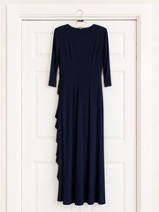 R&M Collection Navy Blue Sequin Formal Evening Dress Women’s Size 4 Maxi