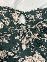 Knox Rose Green Tan Floral Boho Babydoll Tiered Dress Womens Sz L New