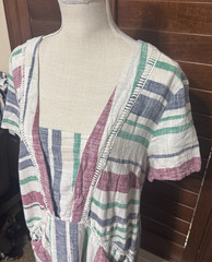 JUSTFAB Linen Blend Stripe Shift Dress Swim Cover Up Women&rsquo;s XL FLAW