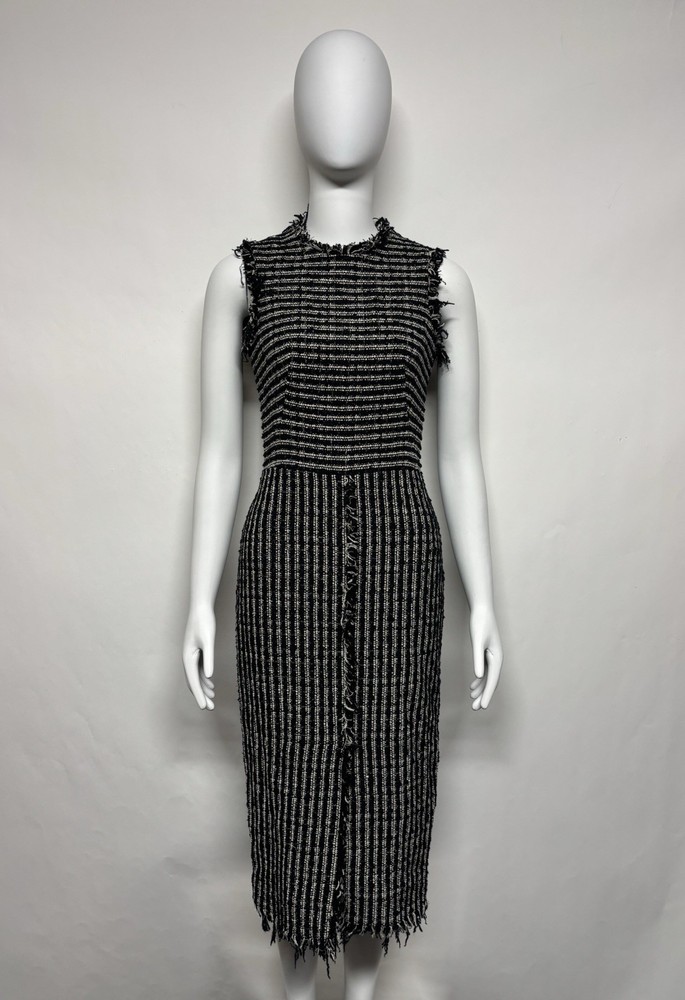 Alexander McQueen Black Striped Midi Dress IT 36