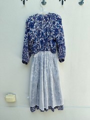Bell by Alicia Bell/ Boho Print Midi Dress/ Cotton-Silk/ Violet Blues/ LG/ LkNw!