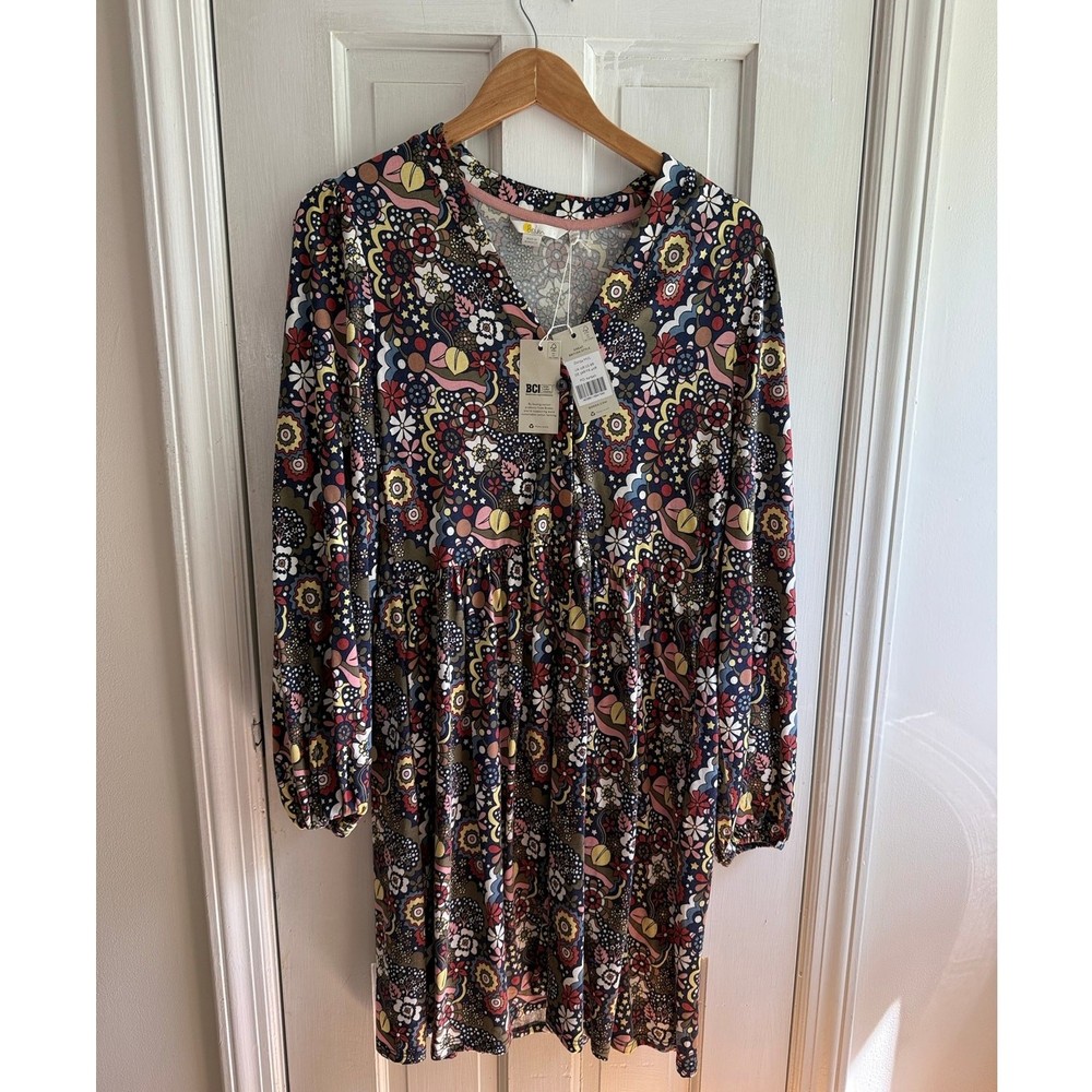 Boden Dress Size UK12R/US8R Paisley Floral Knit Mini Long Sleeve NWT