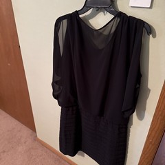 Black With Silver Sequins Design Lined One Piece Dress Size 16