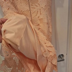 LELA ROSE~LEAF GUIPURE LACE RUFFLE SKIRT DRESS~MIDI~BLUSH~SZ 12~EUC