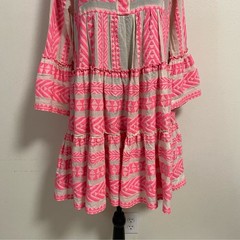 Devotion Dress Women&rsquo;s Size Small White Pink Ella Mini Dress Tiered Embroidered
