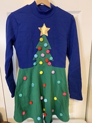 Mighty Fine womens long sleeve Christmas pom pom dress, 35&Prime; long, size Small
