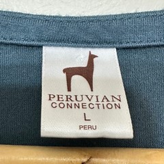 Peruvian Connection Shift Dress Womens L Blue Knit Crochet Neck Vacation Relaxed