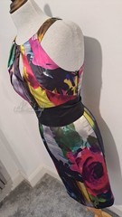 COAST – Analee Multicoloured Floral Duchess Satin Pencil Wiggle Dress – Size 10