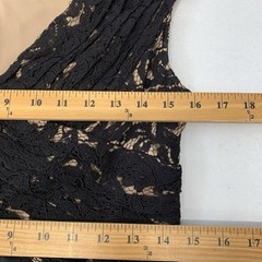 Adrianna Papell Black Lace Cocktail Dress Midi Pleated Taffeta Skirt Sz 10