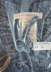 Philosophy Denim Shift Dress Womens XL Blue Tencel Lace Up Pockets Boho Coast