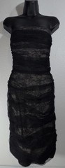 BCBGMaxazria Dress Size Small Black Nude Lace Ruched Bodycon Y2K Cocktail Club
