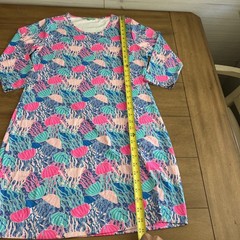 Anthony&rsquo;s Resort Wear M Dress 3/4 Sleeve Pink Blue Jellyfish Print Travel EUC
