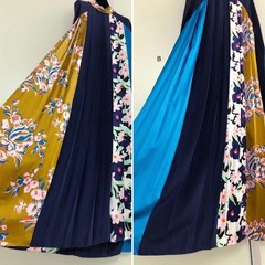Roksanda Silk Floral Panel Pleated Long Dress Blue M Excellent Condition
