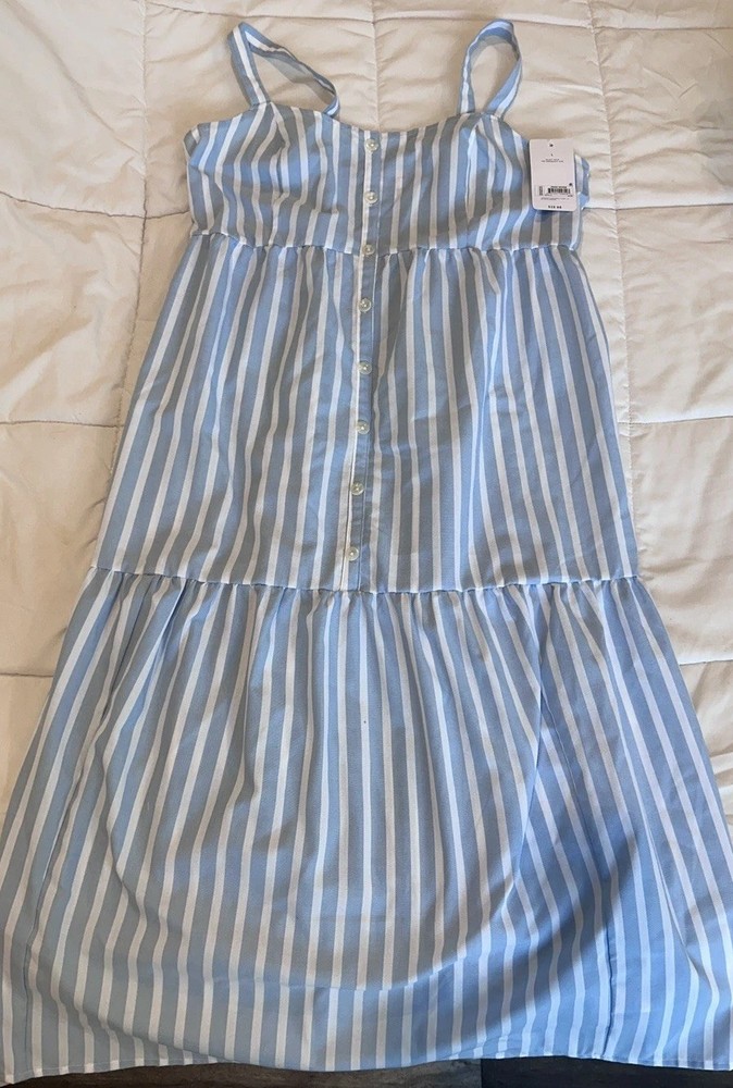 New Ingrid & Isabel Sleeveless Light Blue Stripe Maternity Dress L Retail $30