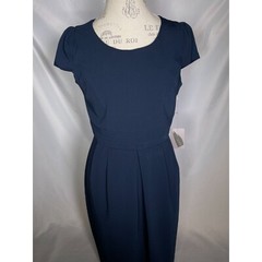 Love21 Blue Cap Sleeve V-Neck Sheath Dress Women&rsquo;s LARGE NWT