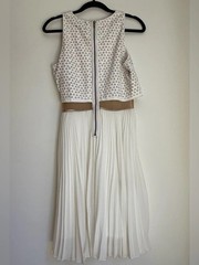 Bailey 44 Facade Dress | Ivory White Laser Cut Pleated Dress | Medium