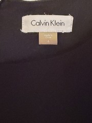 Calvin Klein Black Split-Sleeve Beaded Cuff Dress – Sz 6 Elegant Sophistication