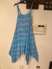 Sakkas Batik Spaghetti Adjustable Straps Aqua Stripes 38”Cx44”L One Size