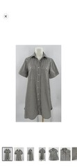 Everlane Womens Shirtdress. Blue and white Striped Cotton Long Sleeve Hi-lo hem