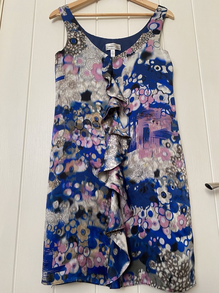 Erdem Quality 100% Silk Lined Elegant Dress Abstract Artisan Design Size UK 10