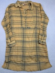 Pilcro Women’s L Yellow Plaid dress gauzy 100% cotton Anthropologie