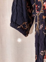 Prairie Cottagecore Garden Navy Floral Midi Dress w/ Waist tie, Size M