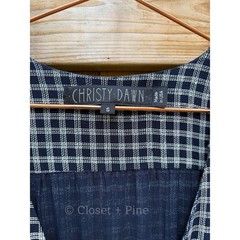 Christy Dawn Audrey Maxi Dress Navy Blue Check Plaid Size Small