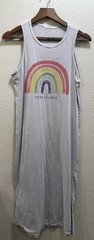 Caution To The Wind Rainbow Graphic Sleeveless Beige Dress Women&rsquo;s Size S