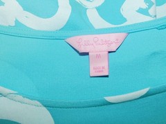M Lilly Pulitzer Turquoise & White Coastal Vibe 3/4 Sleeves Logo Buttons
