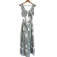 ZARA Dress Small Maxi Embroidered Boho Long Resort Vacation Cruise Cut Out 70s