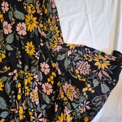 Angie S Boho Smocked Floral Maxi Dress Sundress Tie Back Empire Waist Summer Y2K