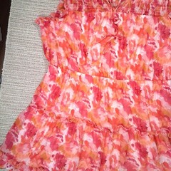 OPHELIA ROE DRESS PLUS 3X CORAL PINK FLORAL BOHO RUFFLE CHIFFON TIERED Womens