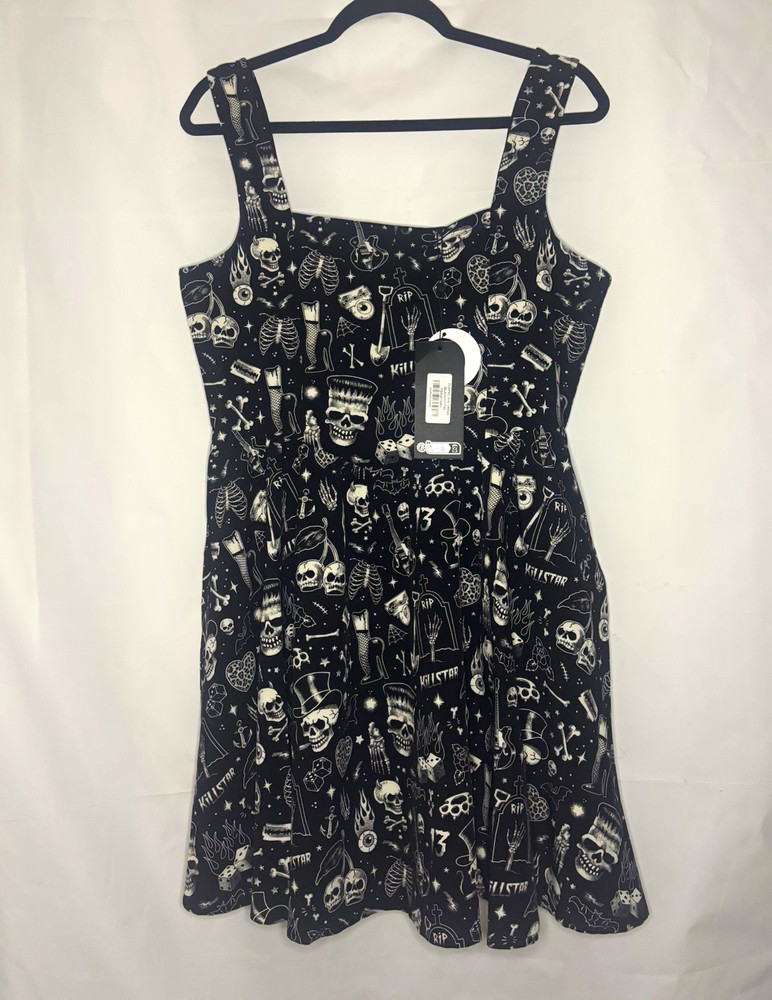 Killstar Flipped Mini Dress [Black/White]- L