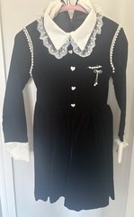 Jirai Kei Babydoll Dress Lace Collar Pearl Heart Buttons Gothic Lolita Sz 2.”