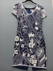 A.J. BARI Women&rsquo;s Sheath Mini S Navy Embroidered Silk Stylish Comfortable