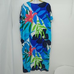 Tommy Bahama Kaftan Midi Dress Kimono Cover Up Sundress Large or XL Blue Print